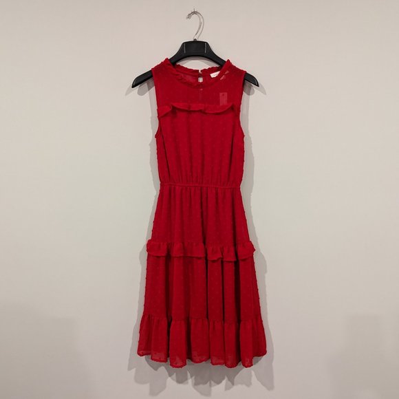 Monteau Dresses & Skirts - Monteau | NWT Red Sleeveless Ruffled Dress
